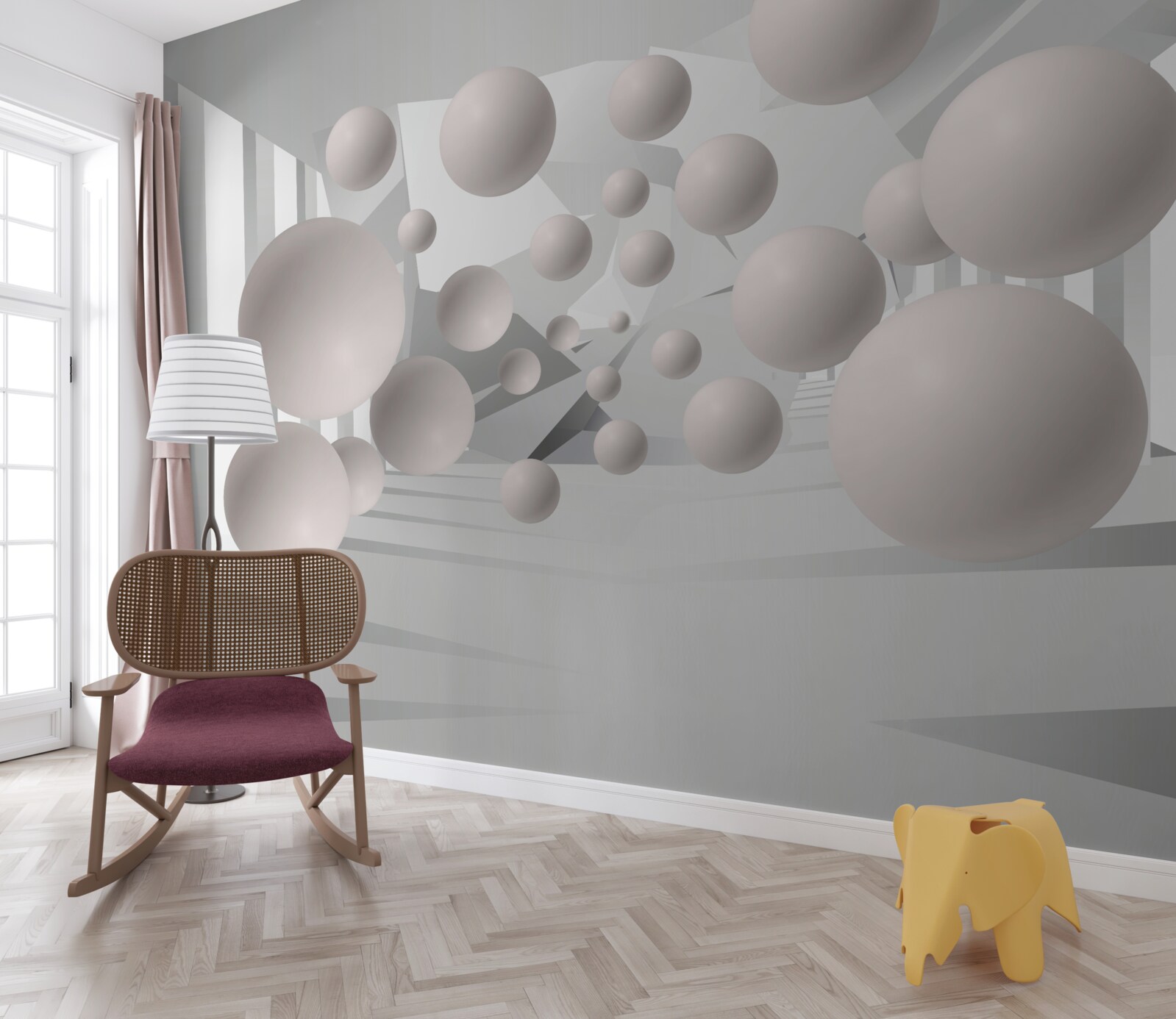 Fototapeta zwiewne kule w kolorze jasnokremowym