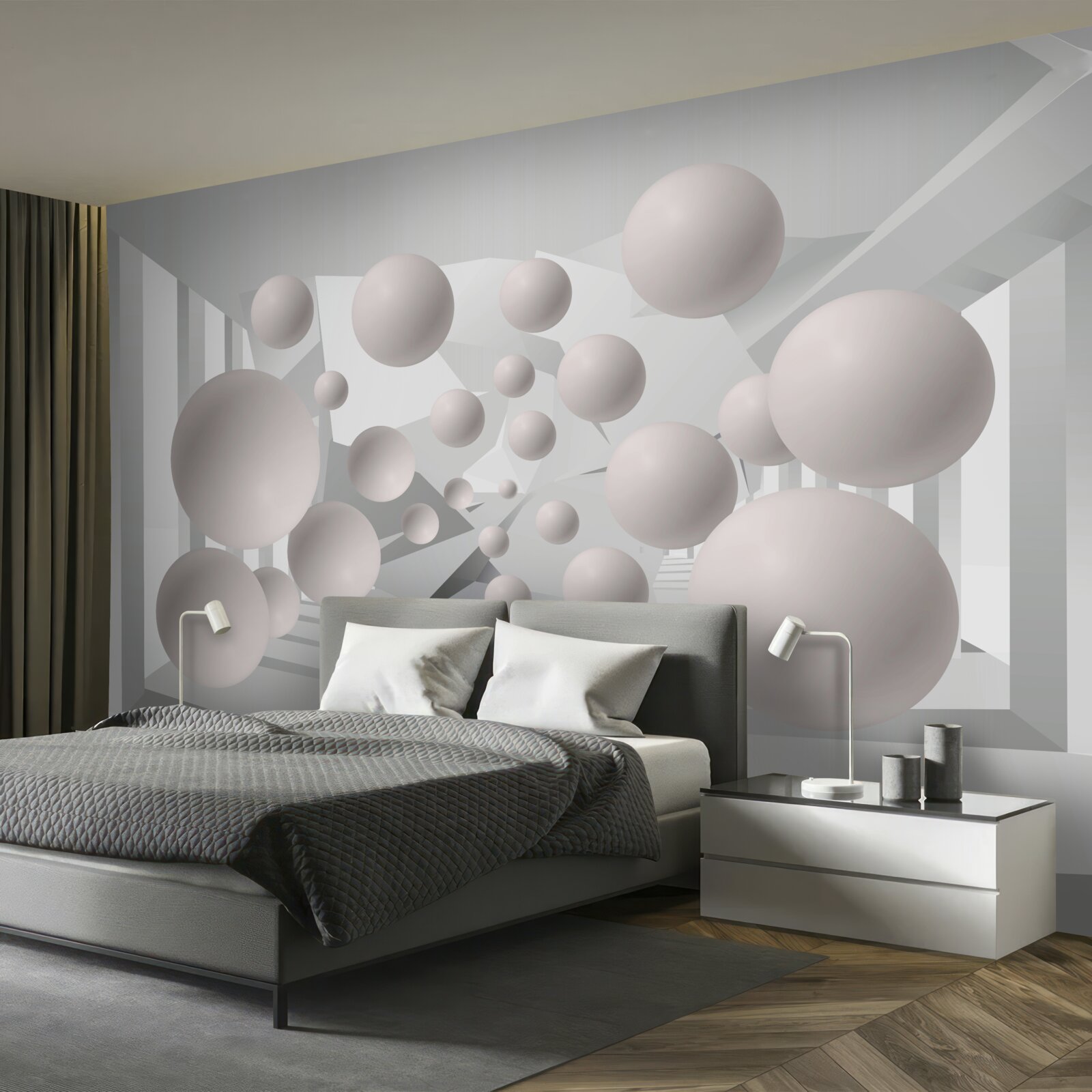 Fototapeta zwiewne kule w kolorze jasnokremowym
