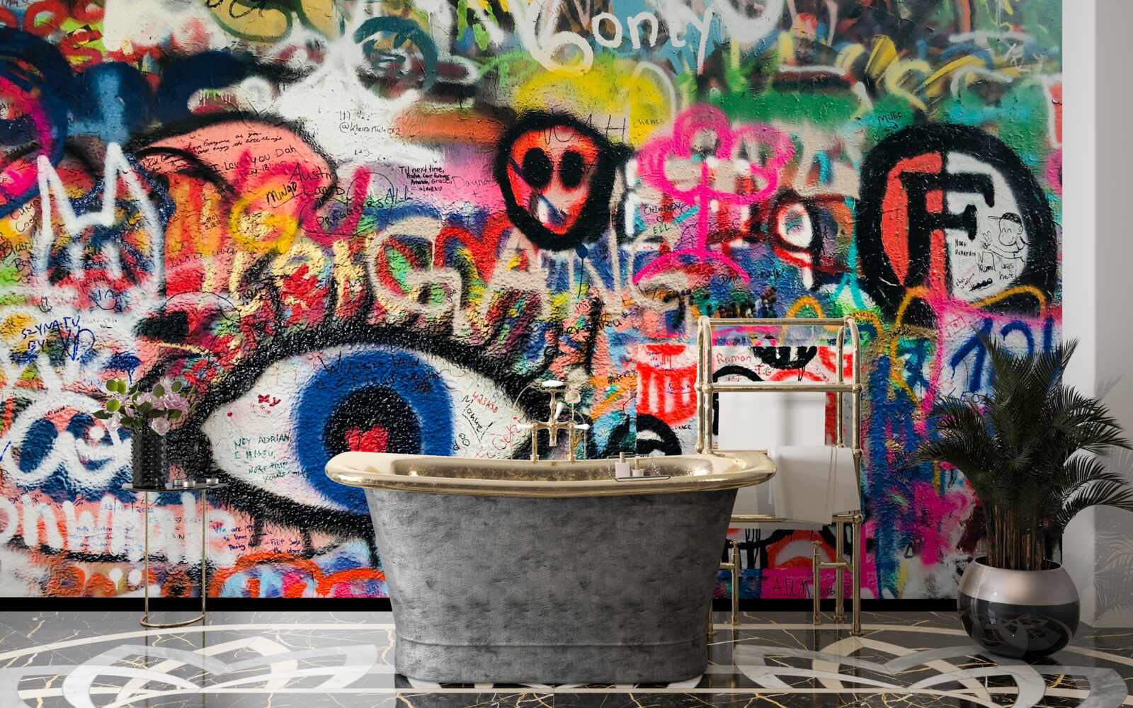 Fototapeta tęczowe kompozycje graffiti
