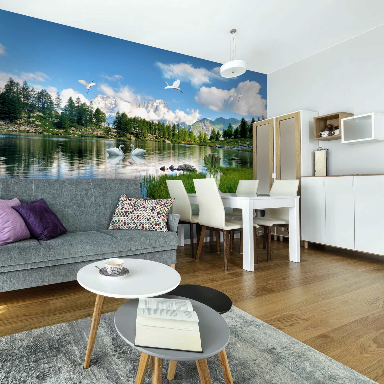 Fototapeta letni dzień spokojne jeziora w górach