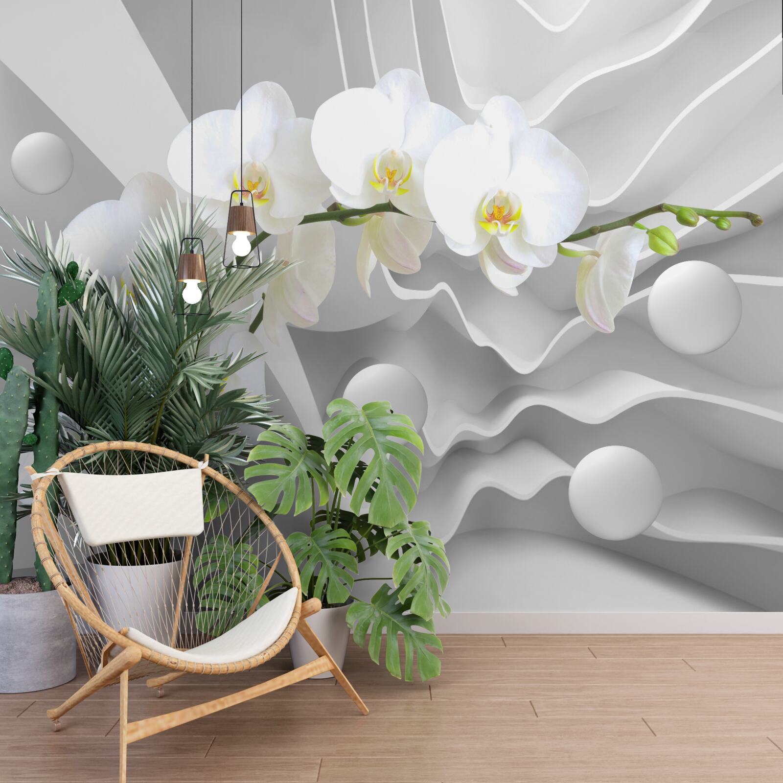 Fototapeta abstrakcja pełnej wdzięku białej orchidei