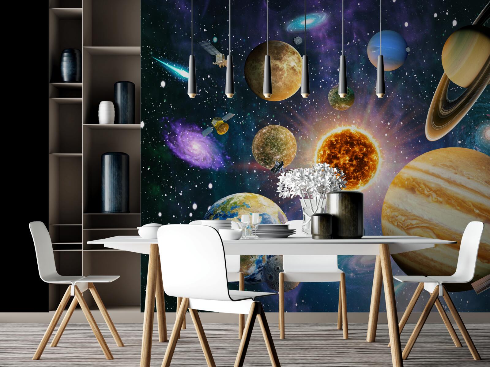 Fototapeta planety pomalowane w różnych jasnych kolorach