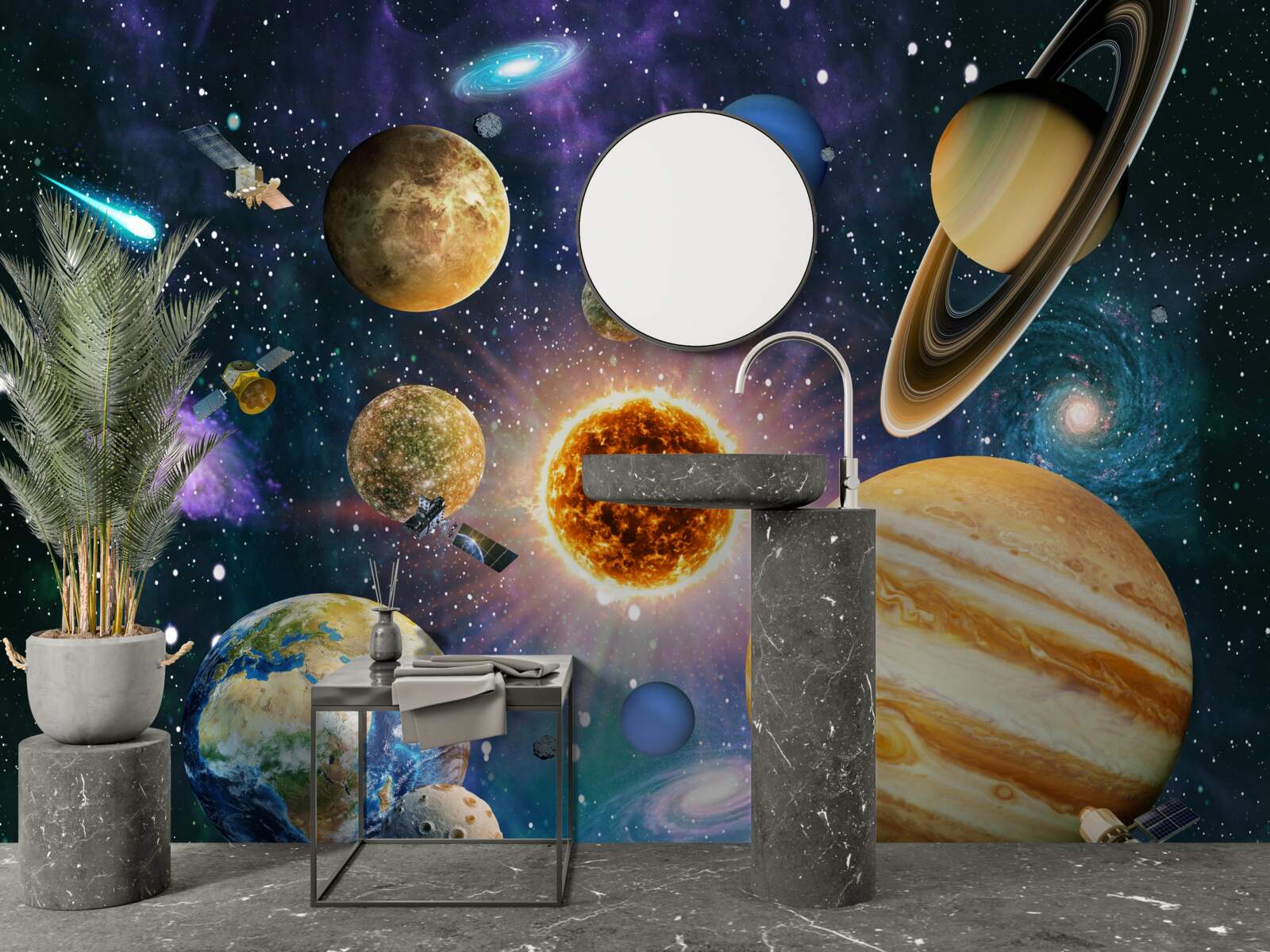 Fototapeta planety pomalowane w różnych jasnych kolorach