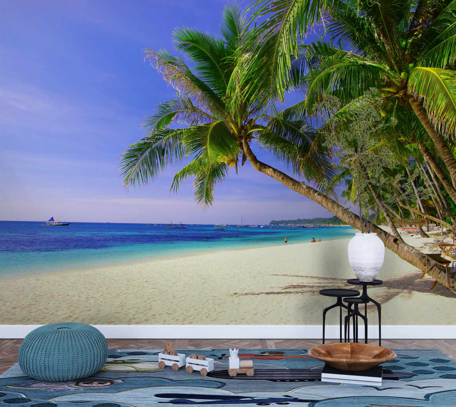 Fototapeta piaszczyste plaże z palmami i spokojnym oceanem
