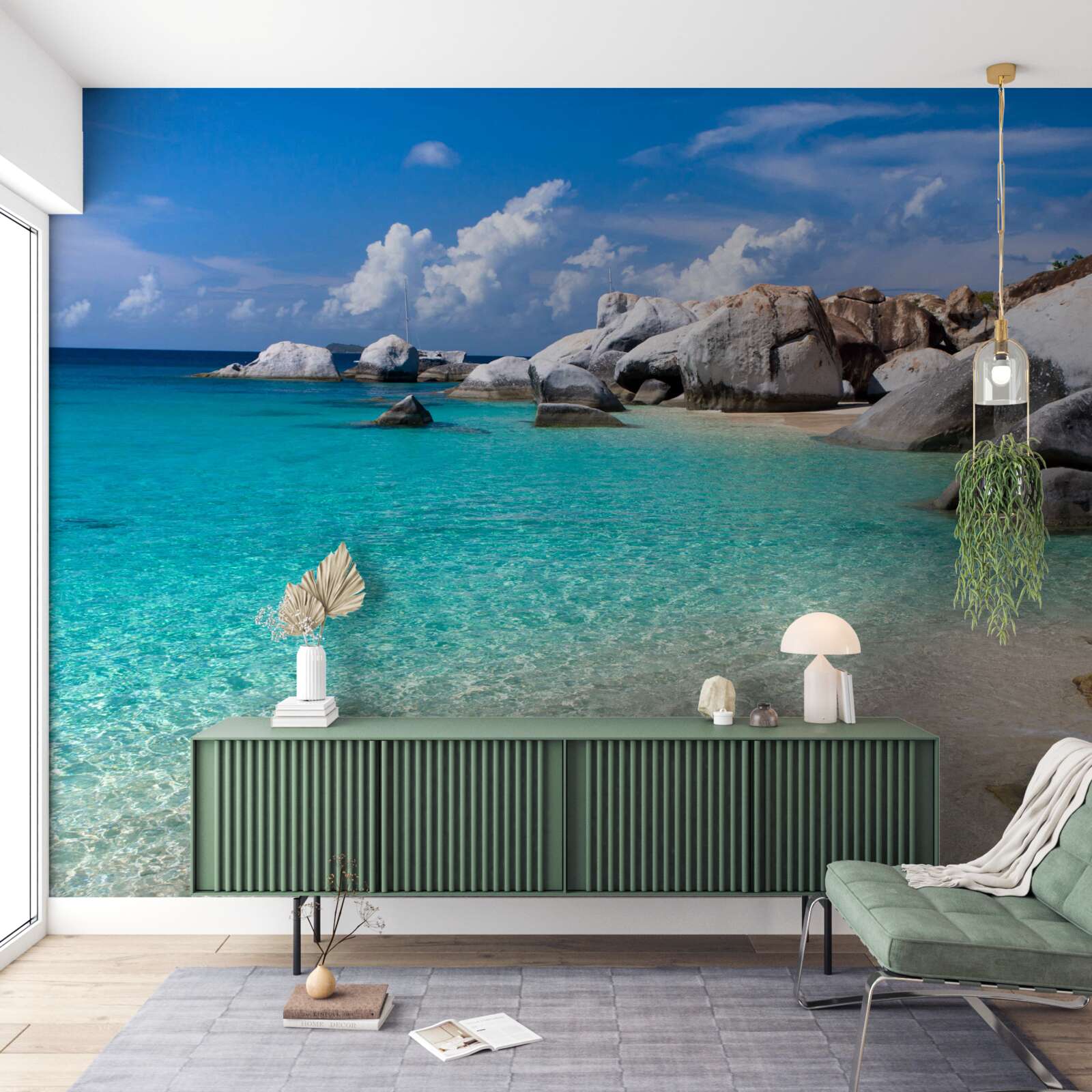 Fototapeta lazurowe wody oceanu i piaszczysty brzeg