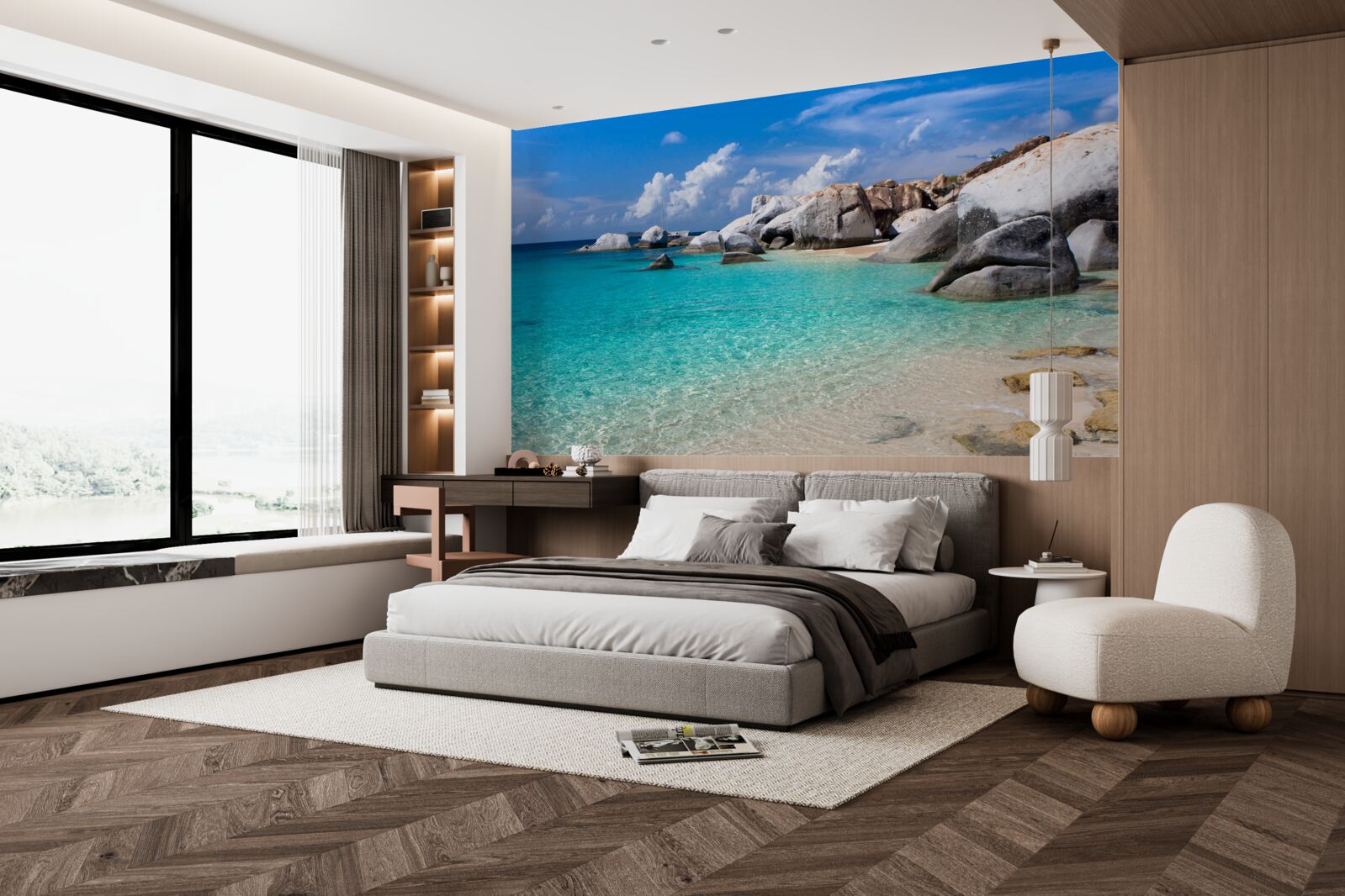 Fototapeta lazurowe wody oceanu i piaszczysty brzeg