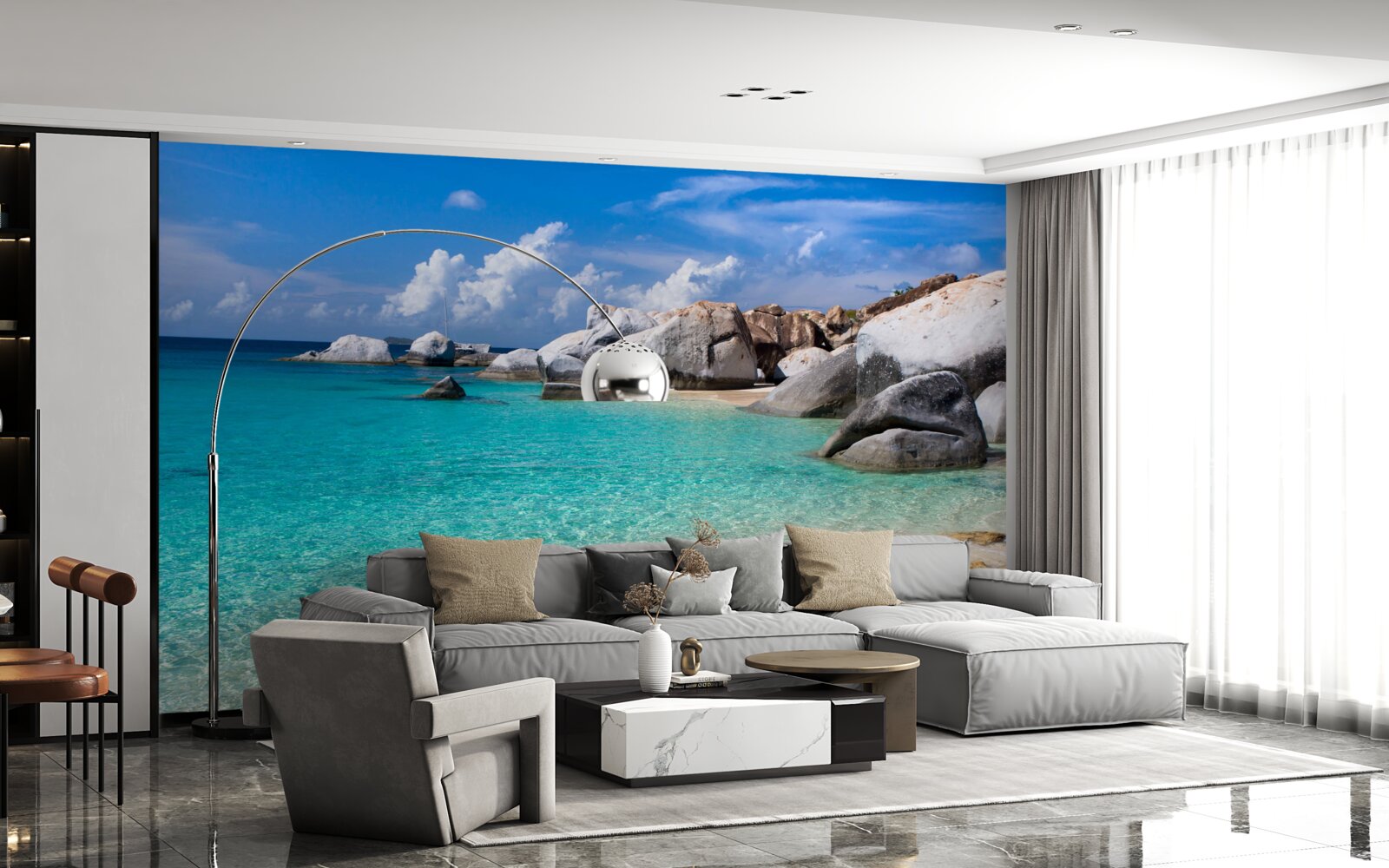 Fototapeta lazurowe wody oceanu i piaszczysty brzeg