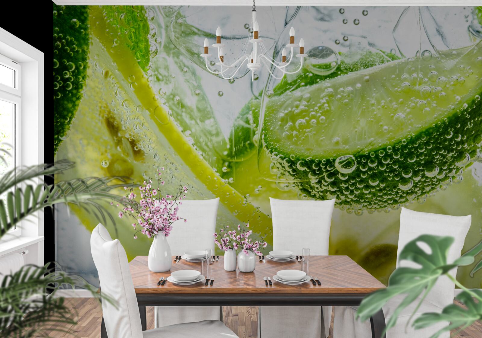 Fototapeta plasterki cytryny i limonki w szklance wody