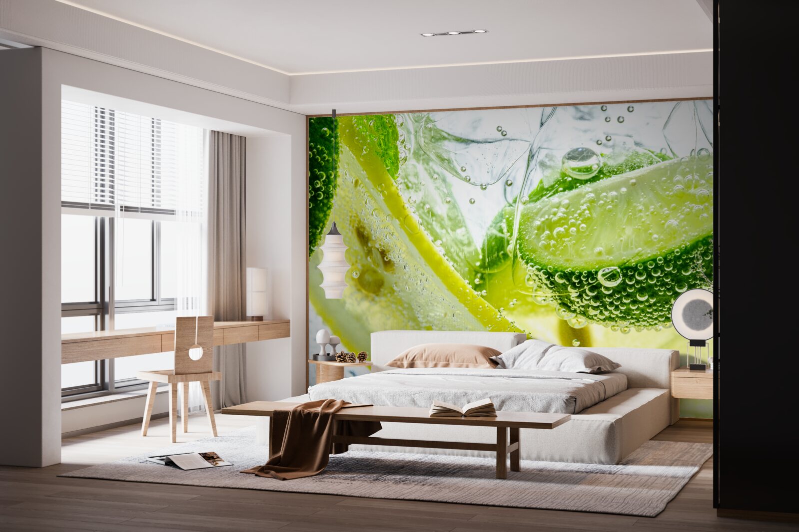 Fototapeta plasterki cytryny i limonki w szklance wody