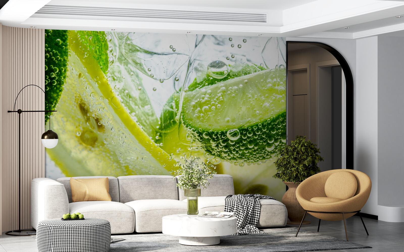 Fototapeta plasterki cytryny i limonki w szklance wody