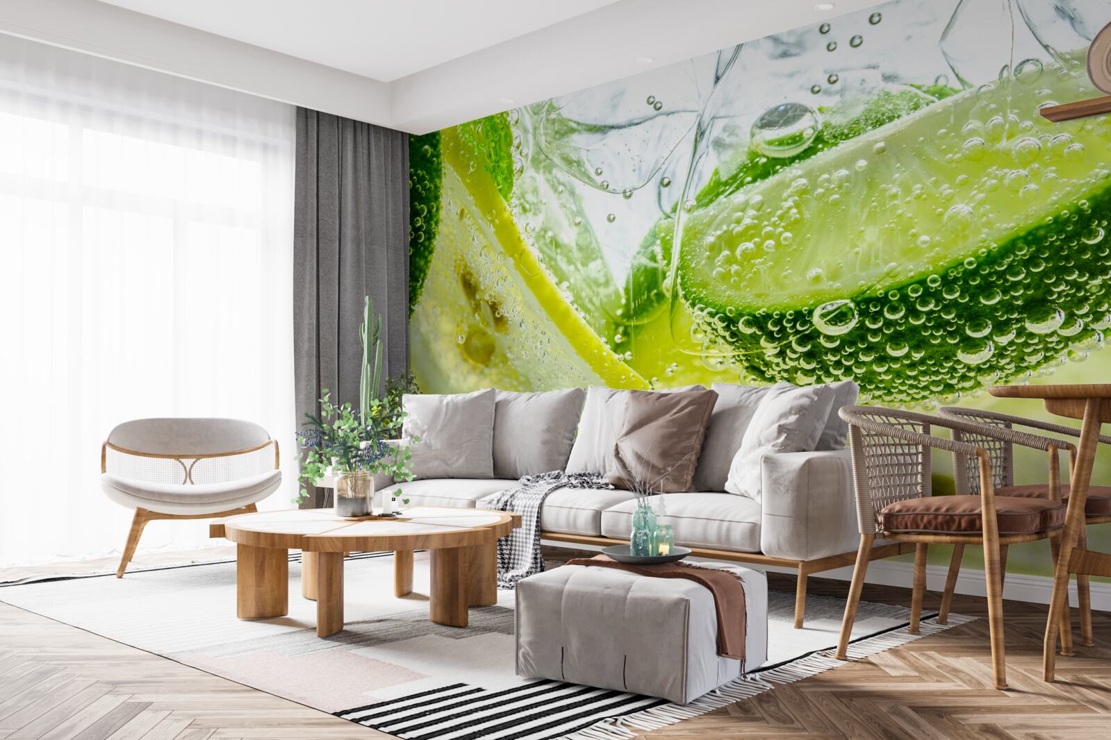 Fototapeta plasterki cytryny i limonki w szklance wody