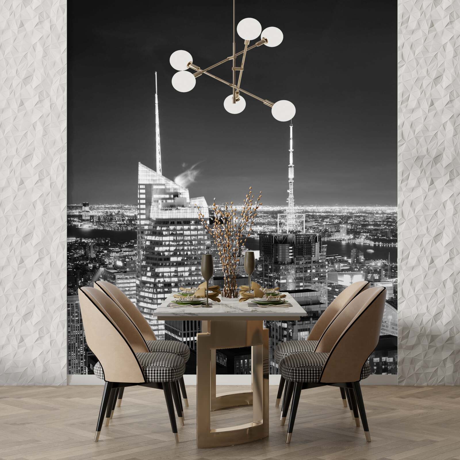 Fototapeta nocne miasto w czerni i bieli