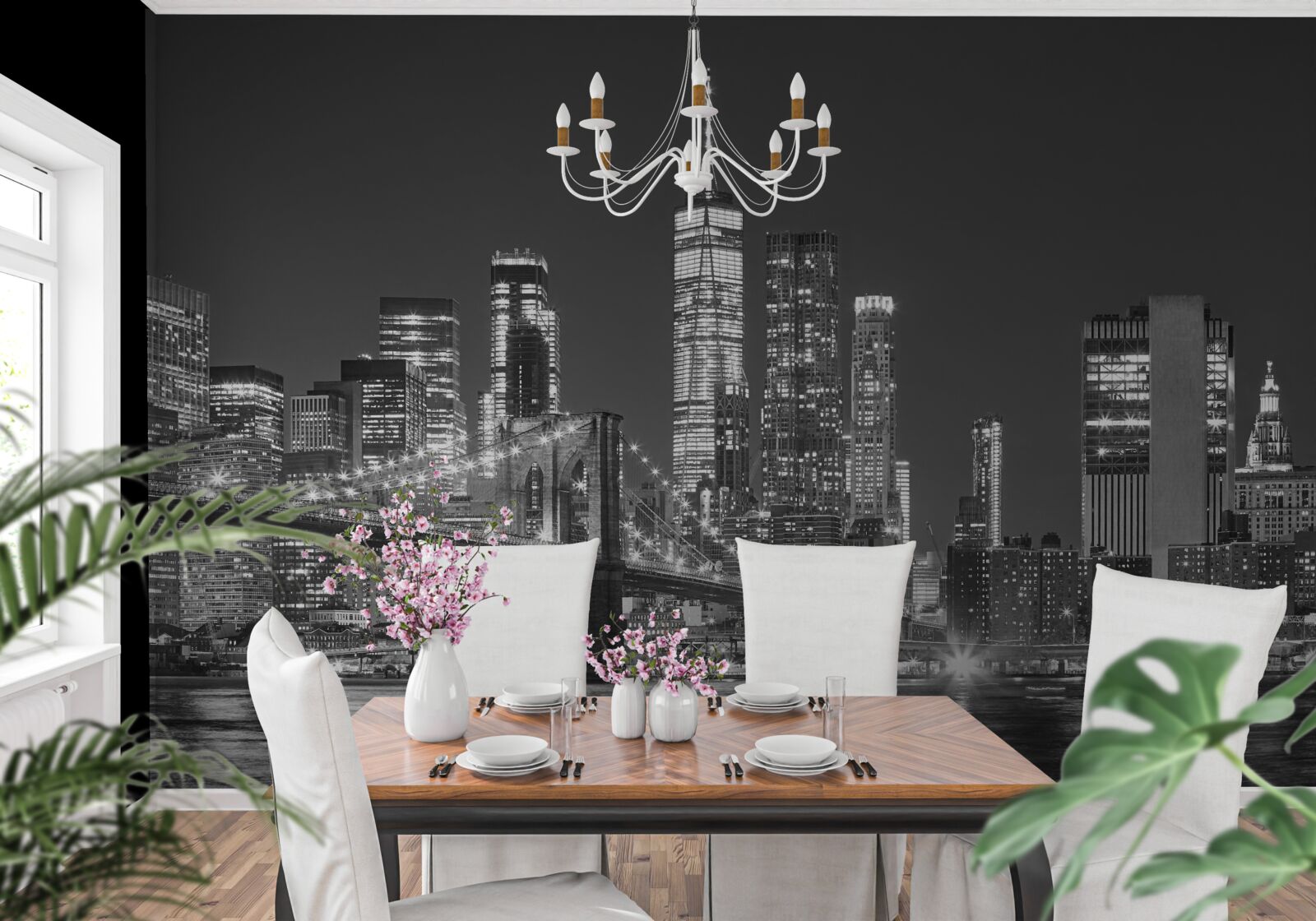 Fototapeta wieczorny widok na most manhattan