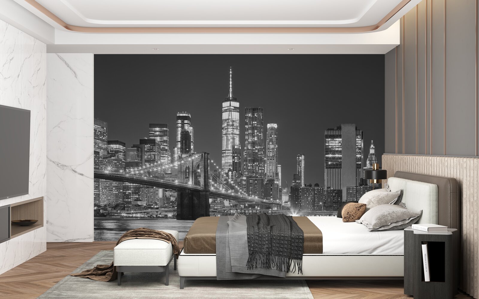 Fototapeta wieczorny widok na most manhattan