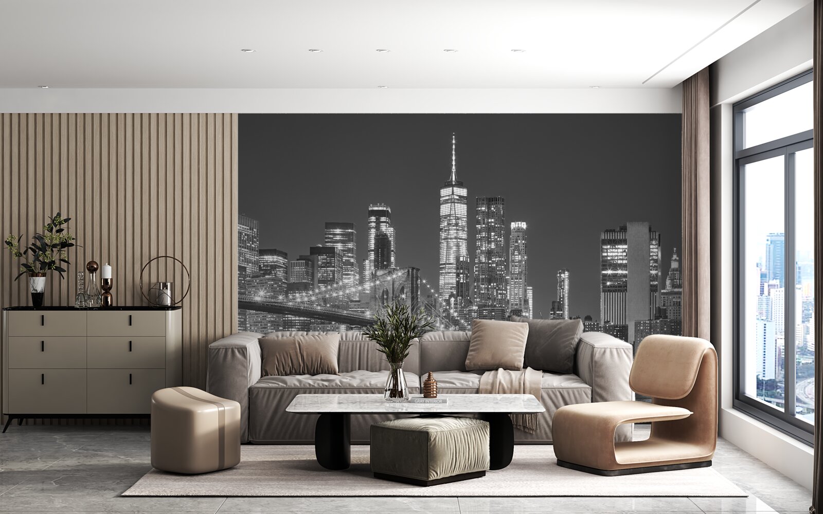Fototapeta wieczorny widok na most manhattan