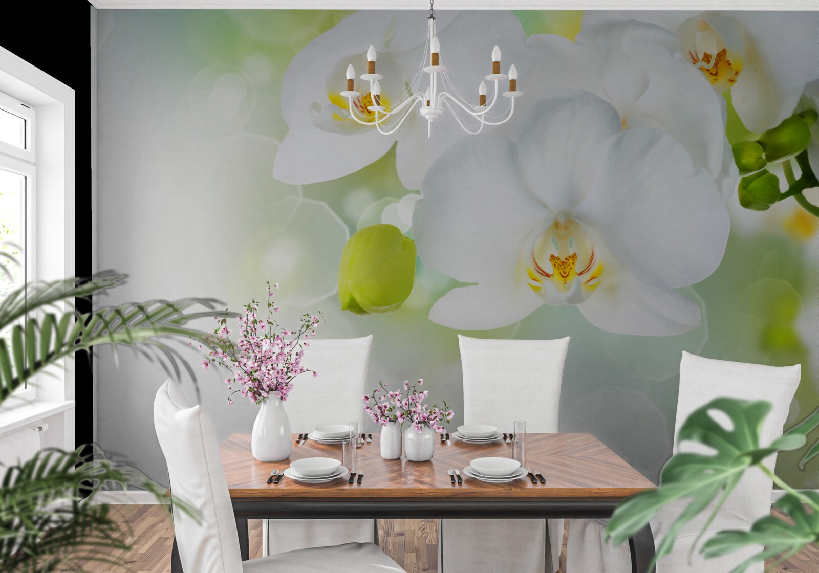 Fototapeta biała orchidea unosi się nad wodą