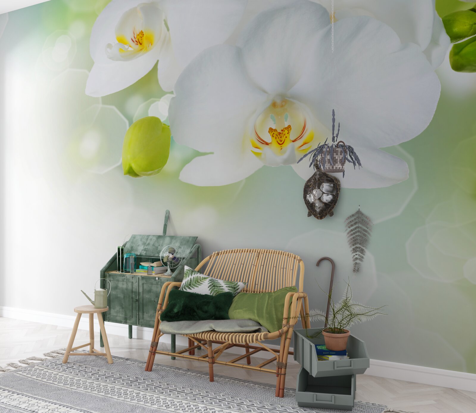 Fototapeta biała orchidea unosi się nad wodą