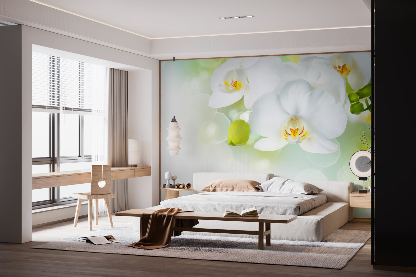 Fototapeta biała orchidea unosi się nad wodą