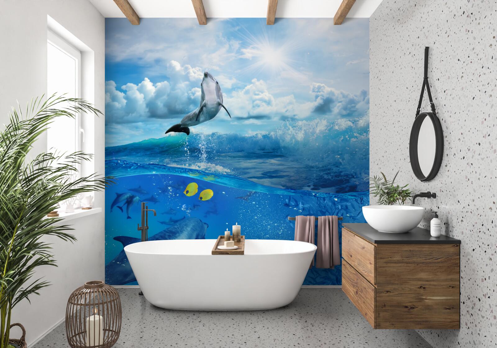 Fototapeta delfin wyskakujący z wody