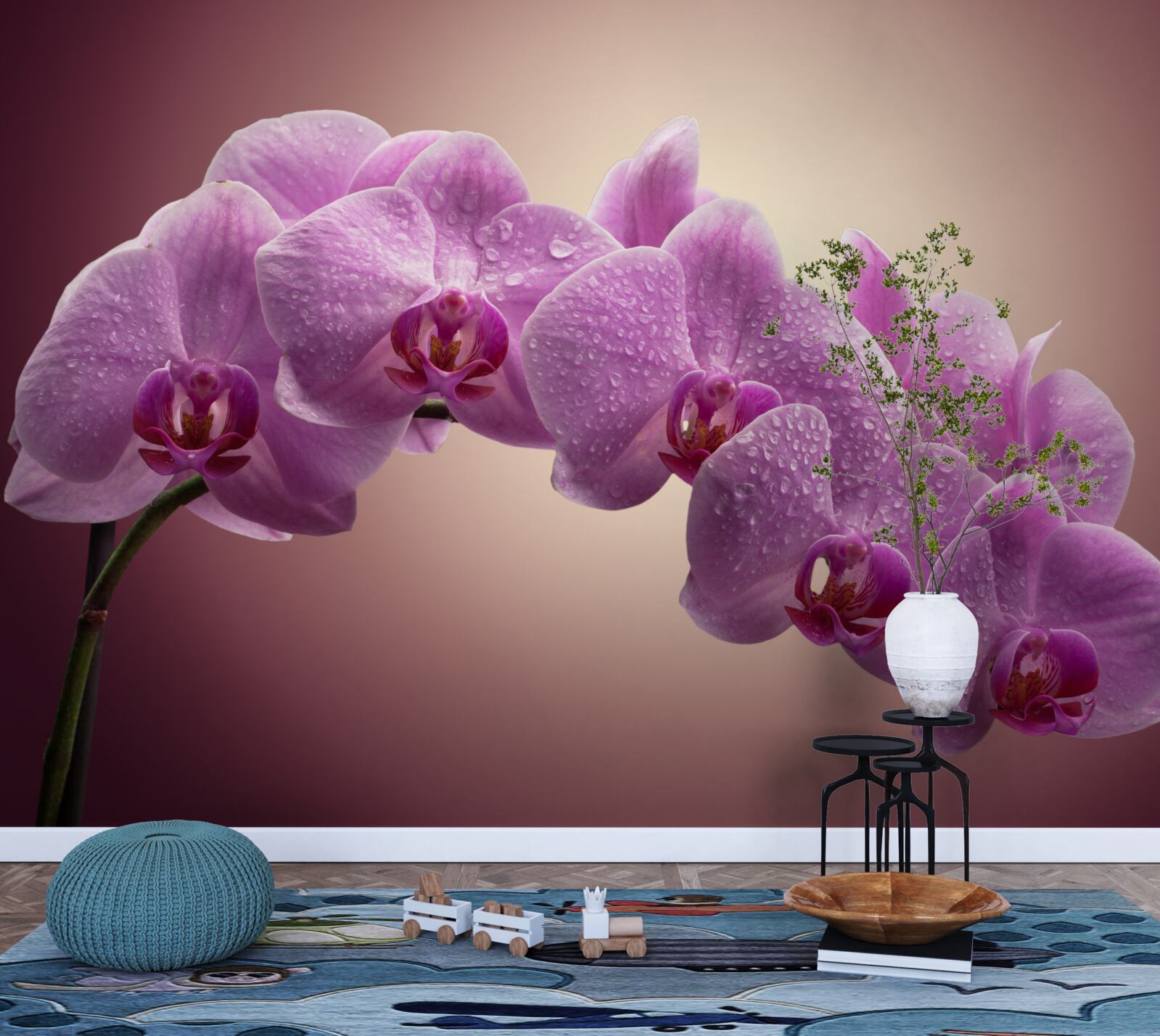 Fototapeta kwitnąca gałąź liliowej orchidei