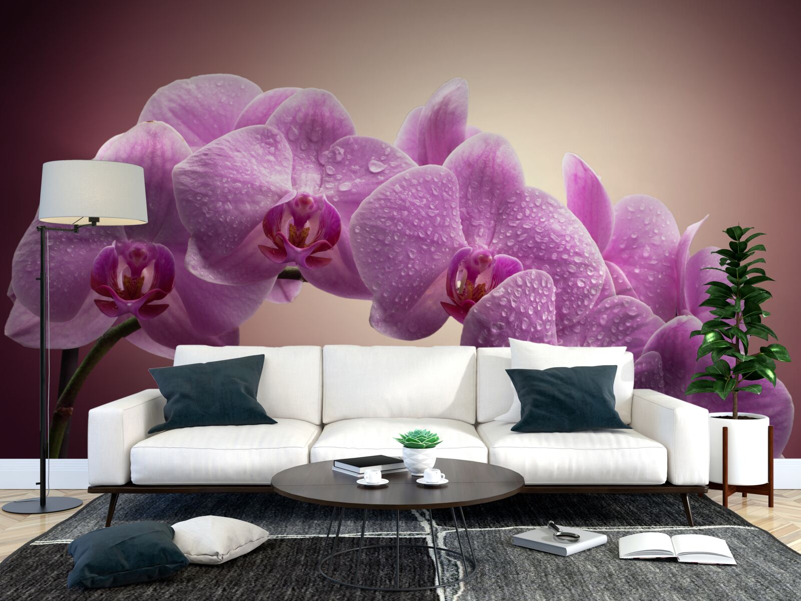 Fototapeta kwitnąca gałąź liliowej orchidei
