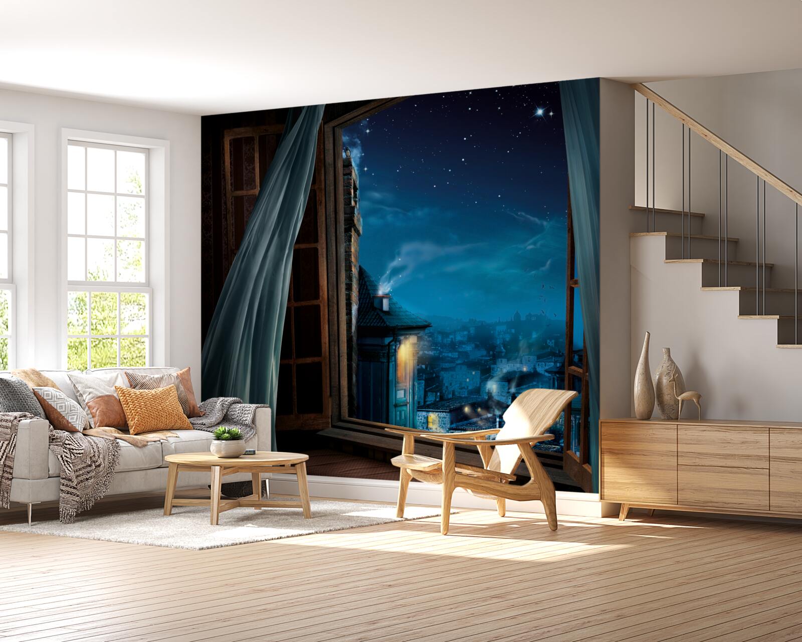 Fototapeta widok z okna na nocne niebo