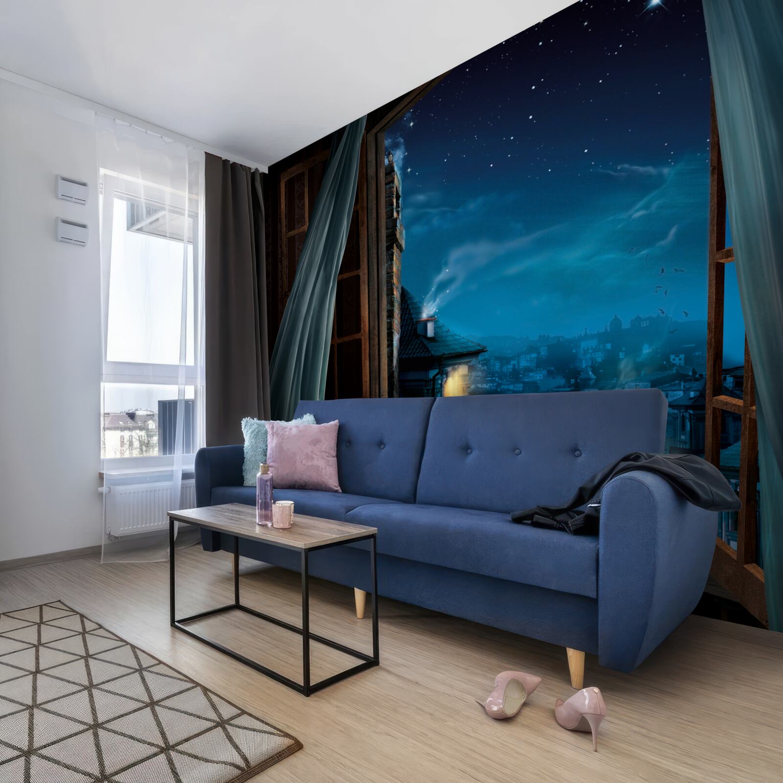 Fototapeta widok z okna na nocne niebo