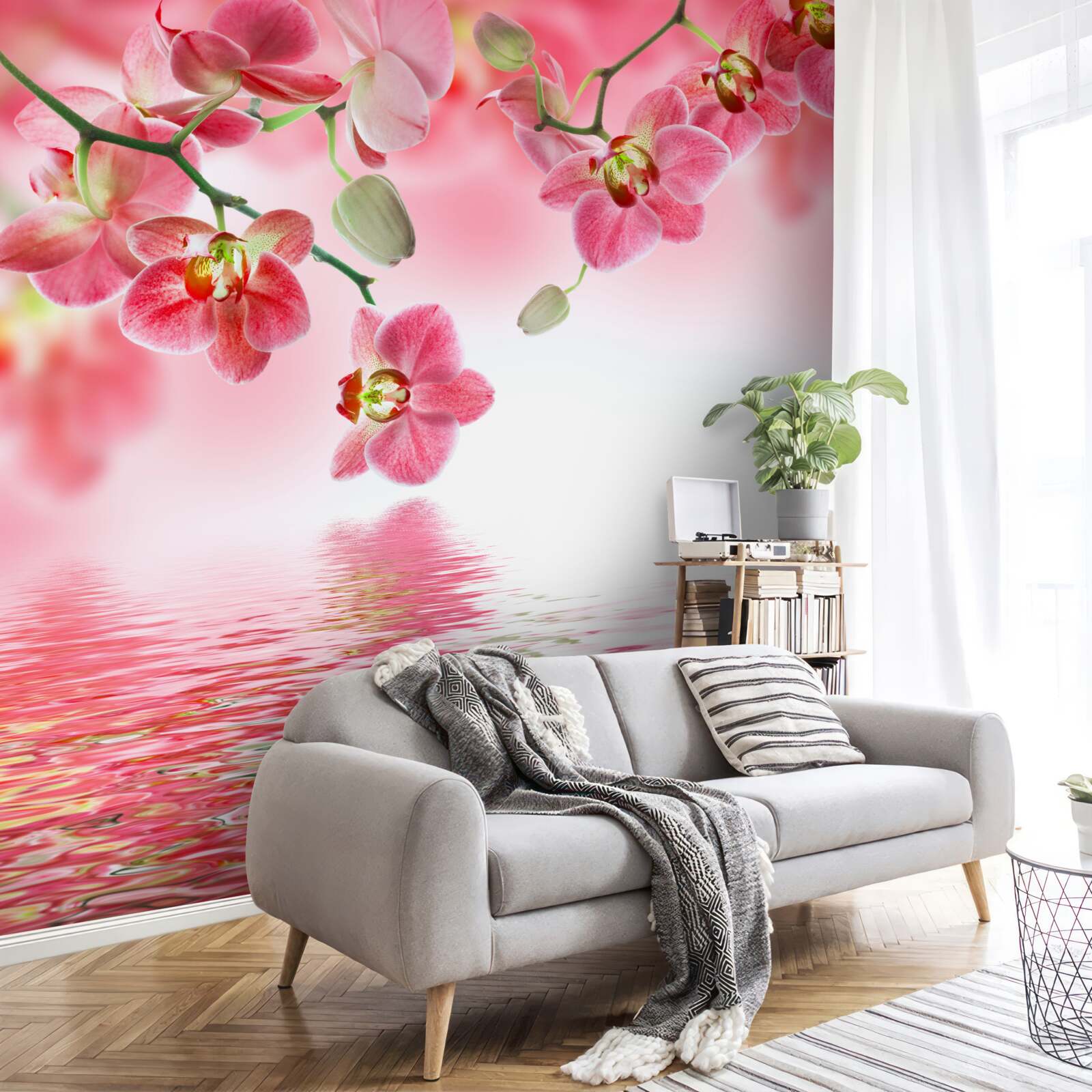 Fototapeta nad wodą wisi czerwona orchidea na drzewie