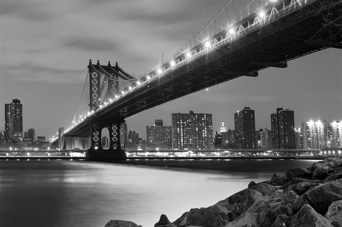Fototapeta iluminacja mostu manhattan