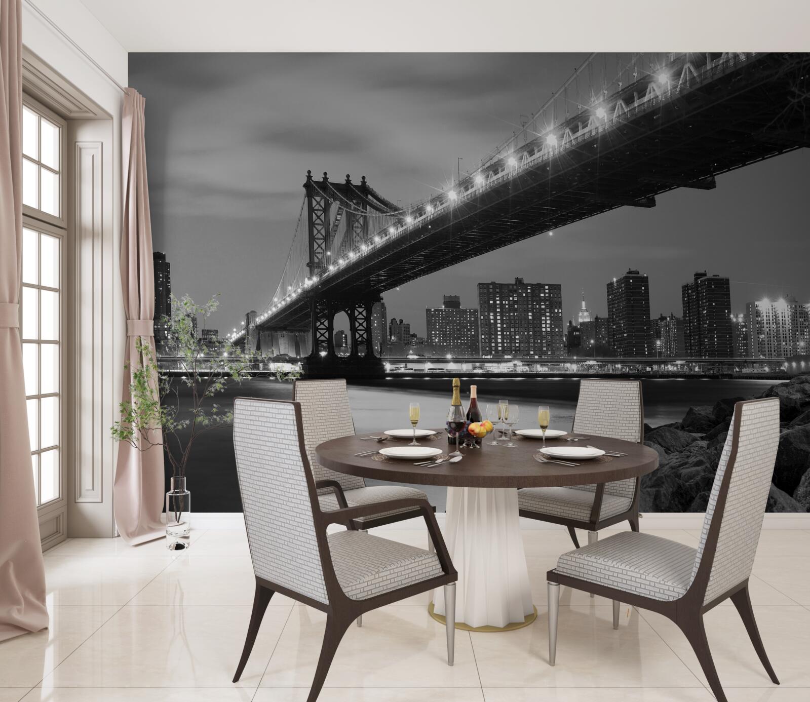 Fototapeta iluminacja mostu manhattan