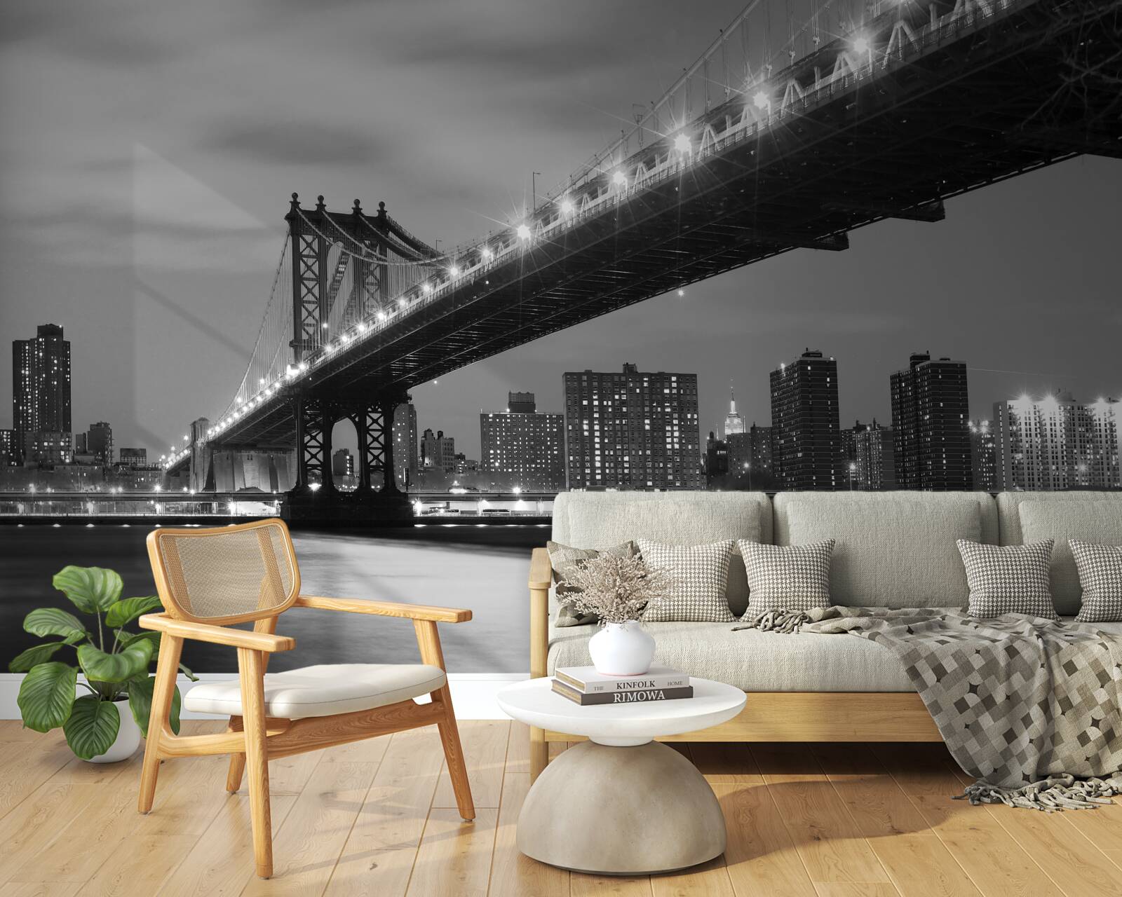 Fototapeta iluminacja mostu manhattan