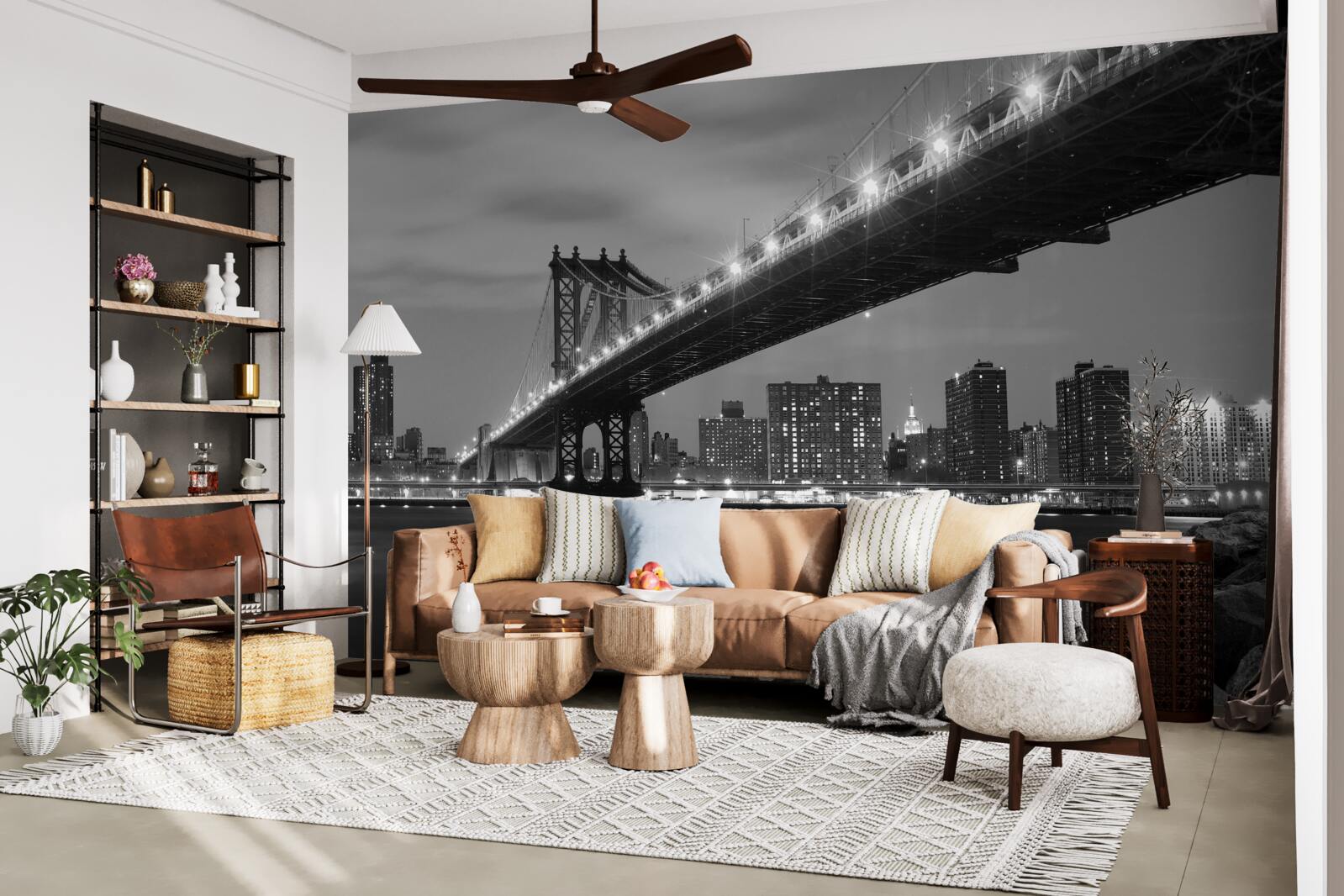 Fototapeta iluminacja mostu manhattan