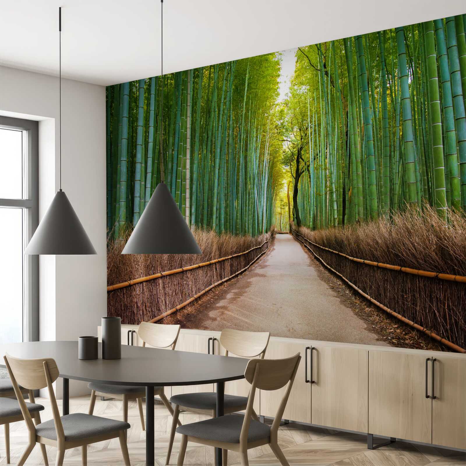 Fototapeta pełen wdzięku gaj bambusowy ze ścieżką