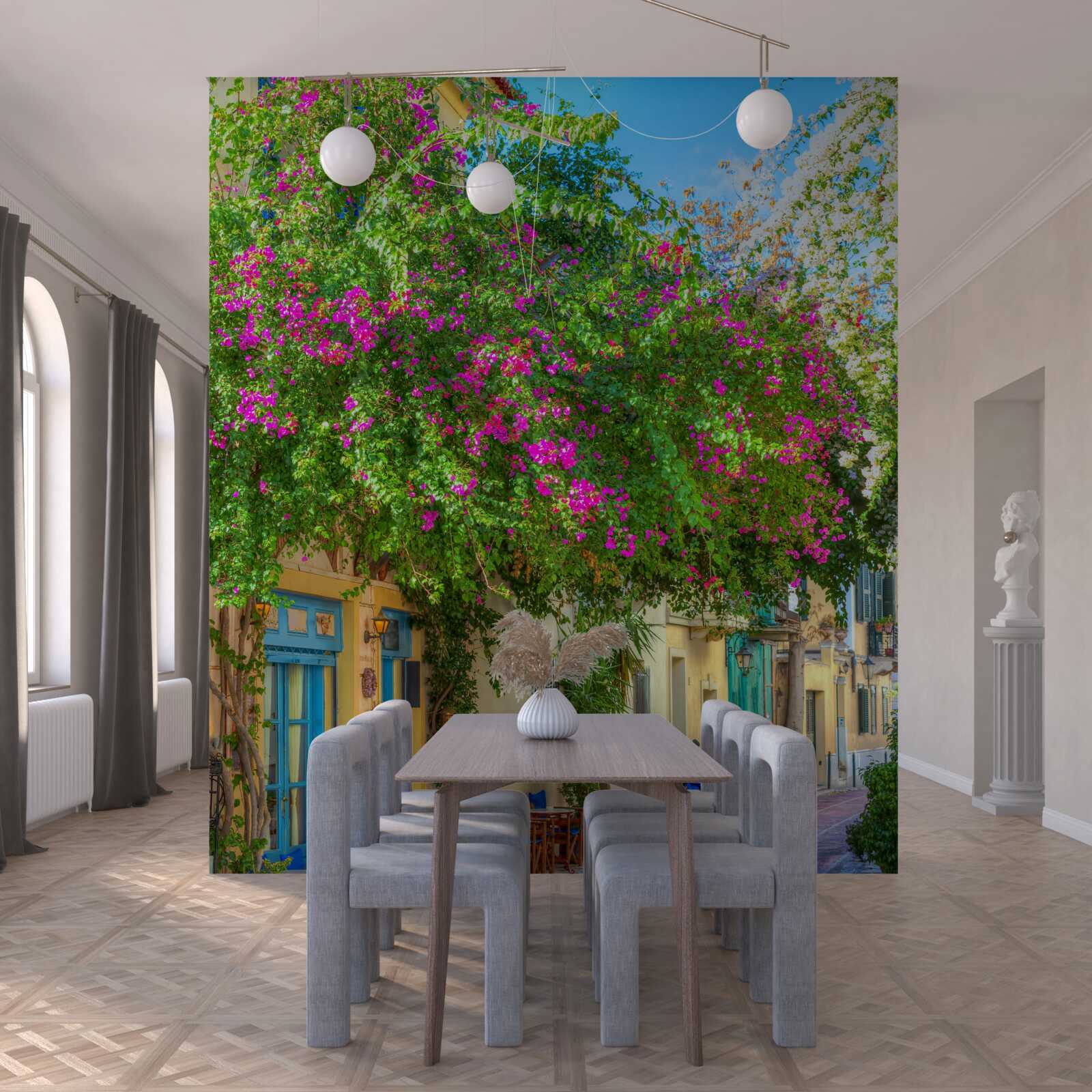 Fototapeta gęsta zieleń nad domami