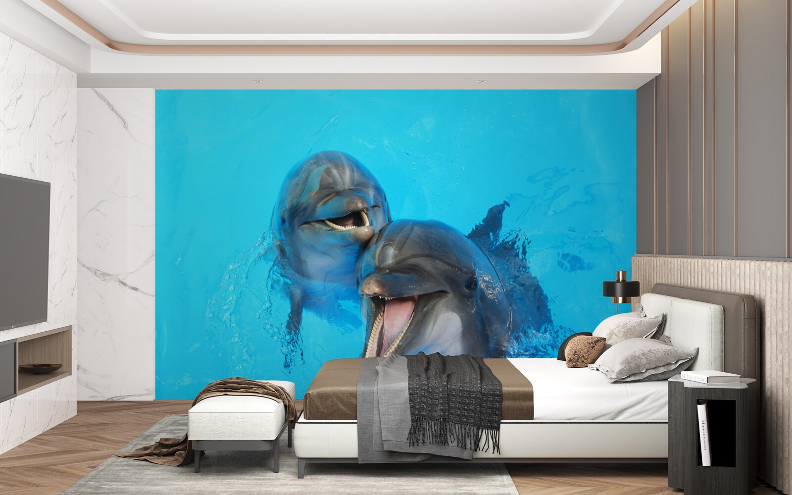 Fototapeta dwa uśmiechnięte delfiny