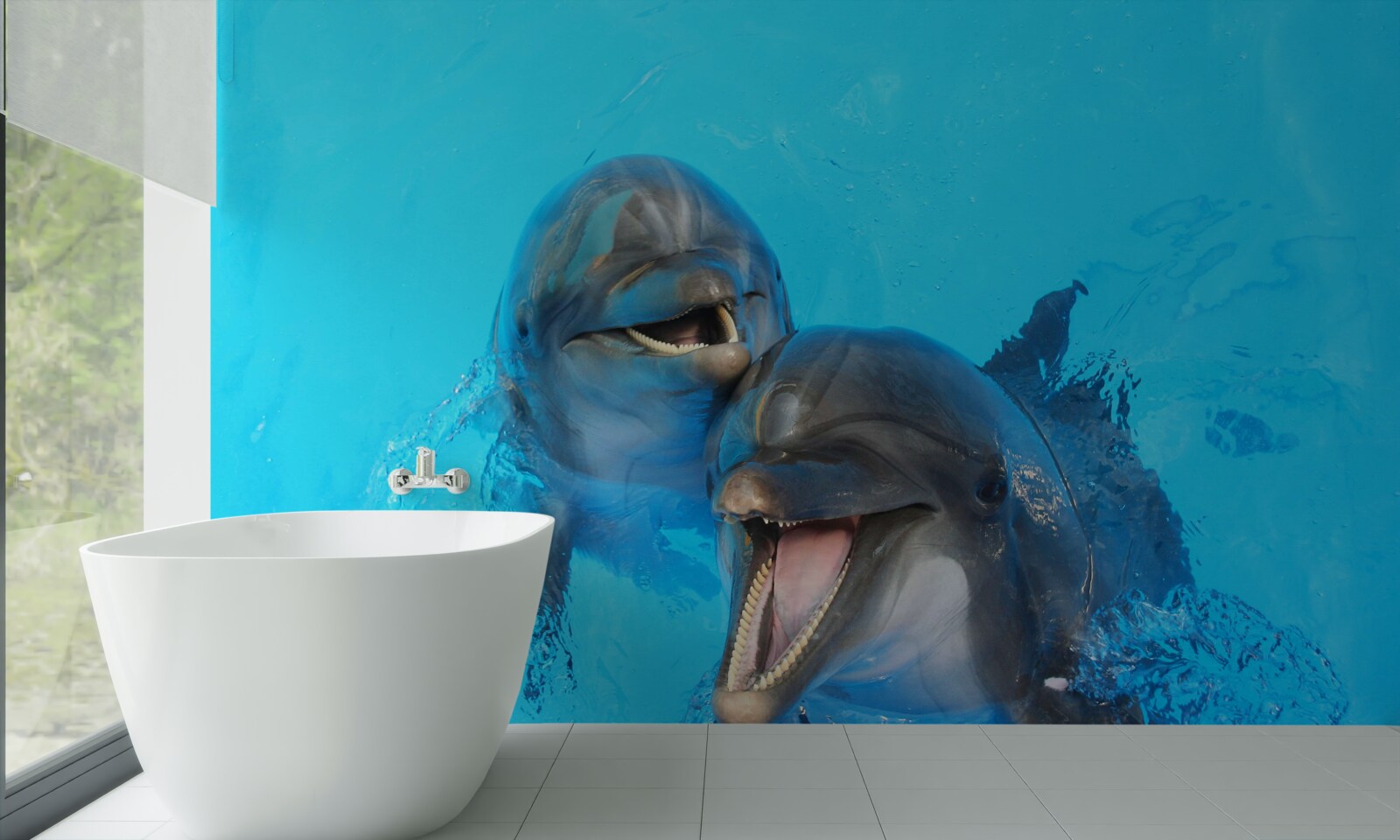 Fototapeta dwa uśmiechnięte delfiny