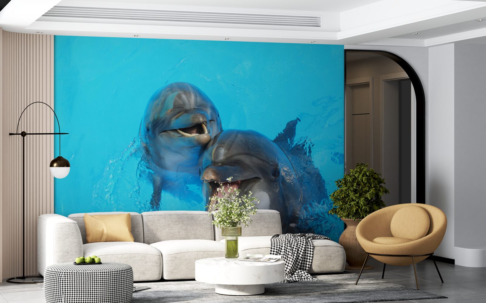 Fototapeta dwa uśmiechnięte delfiny