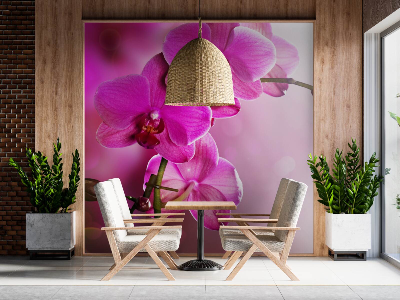 Fototapeta pełna wdzięku gałąź liliowej orchidei w słońcu