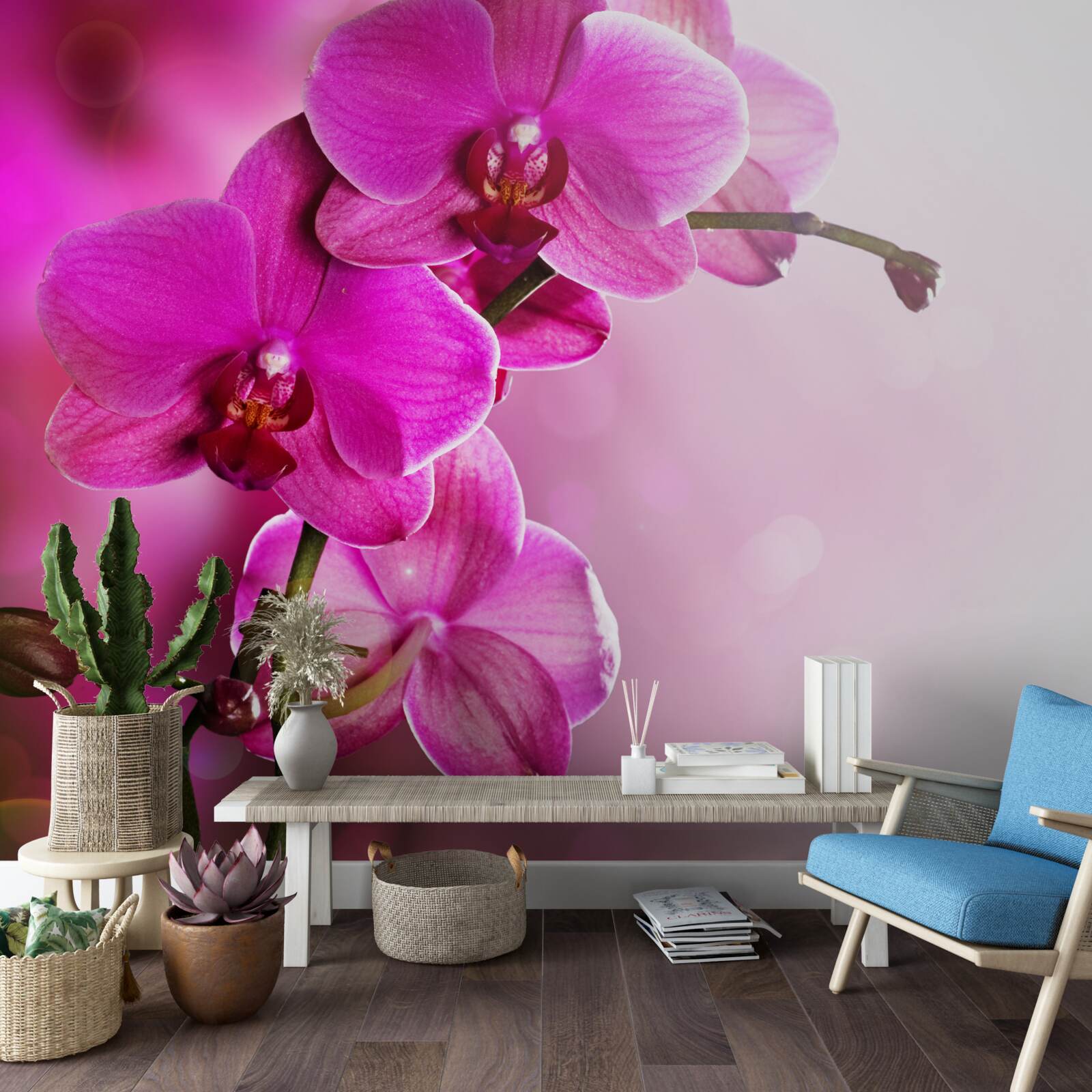 Fototapeta pełna wdzięku gałąź liliowej orchidei w słońcu
