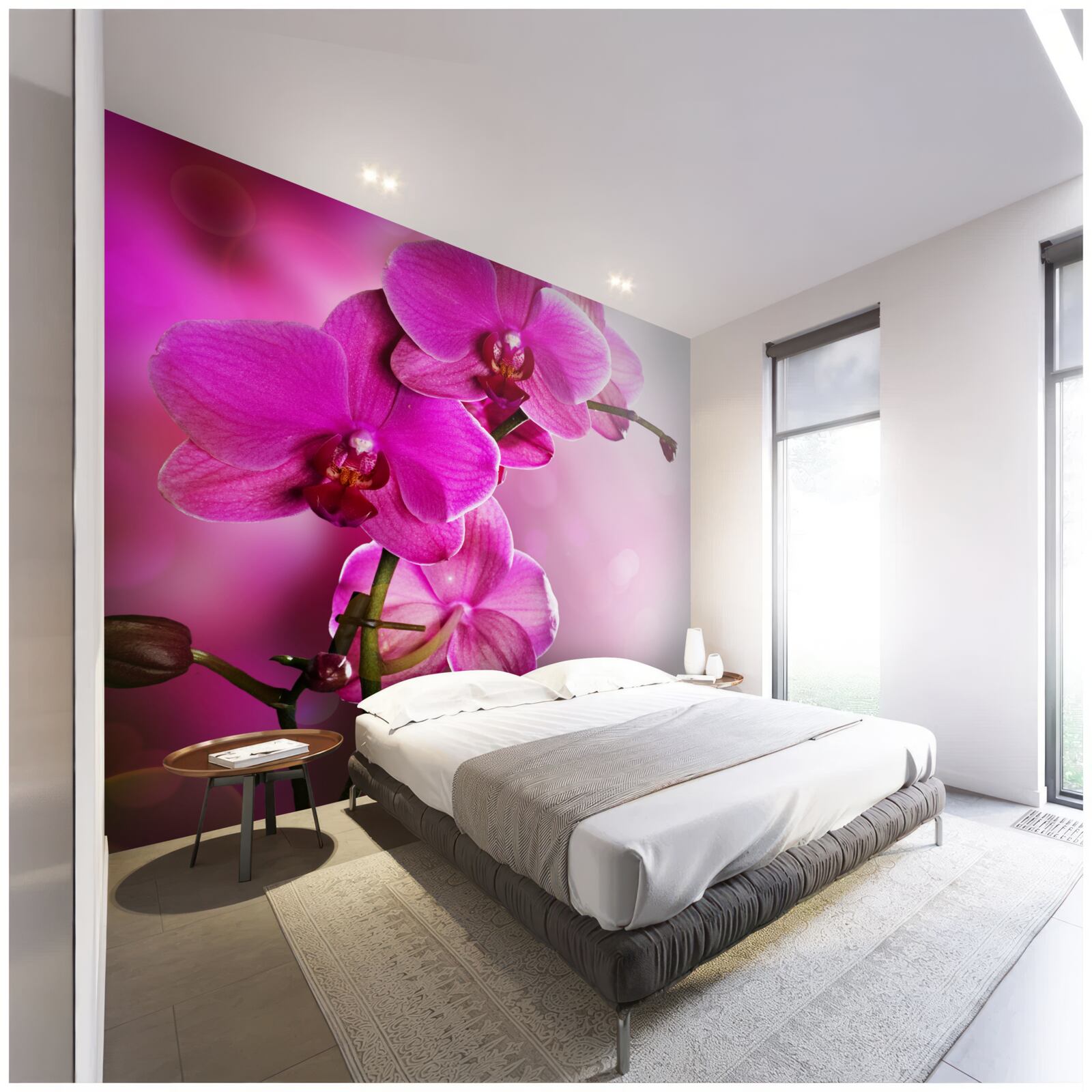 Fototapeta pełna wdzięku gałąź liliowej orchidei w słońcu