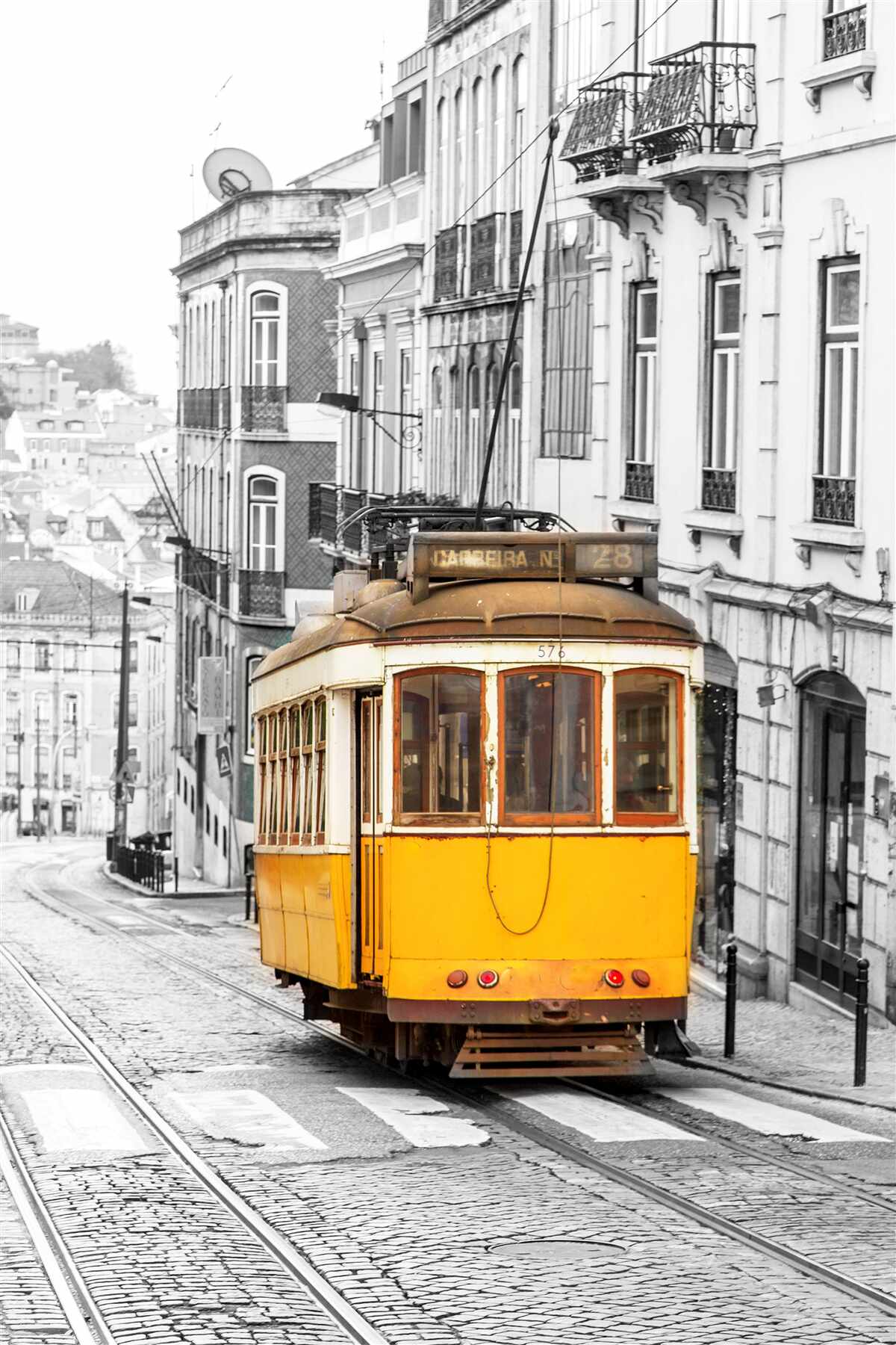 Fototapeta Żółty tramwaj na wzgórzach san francisco