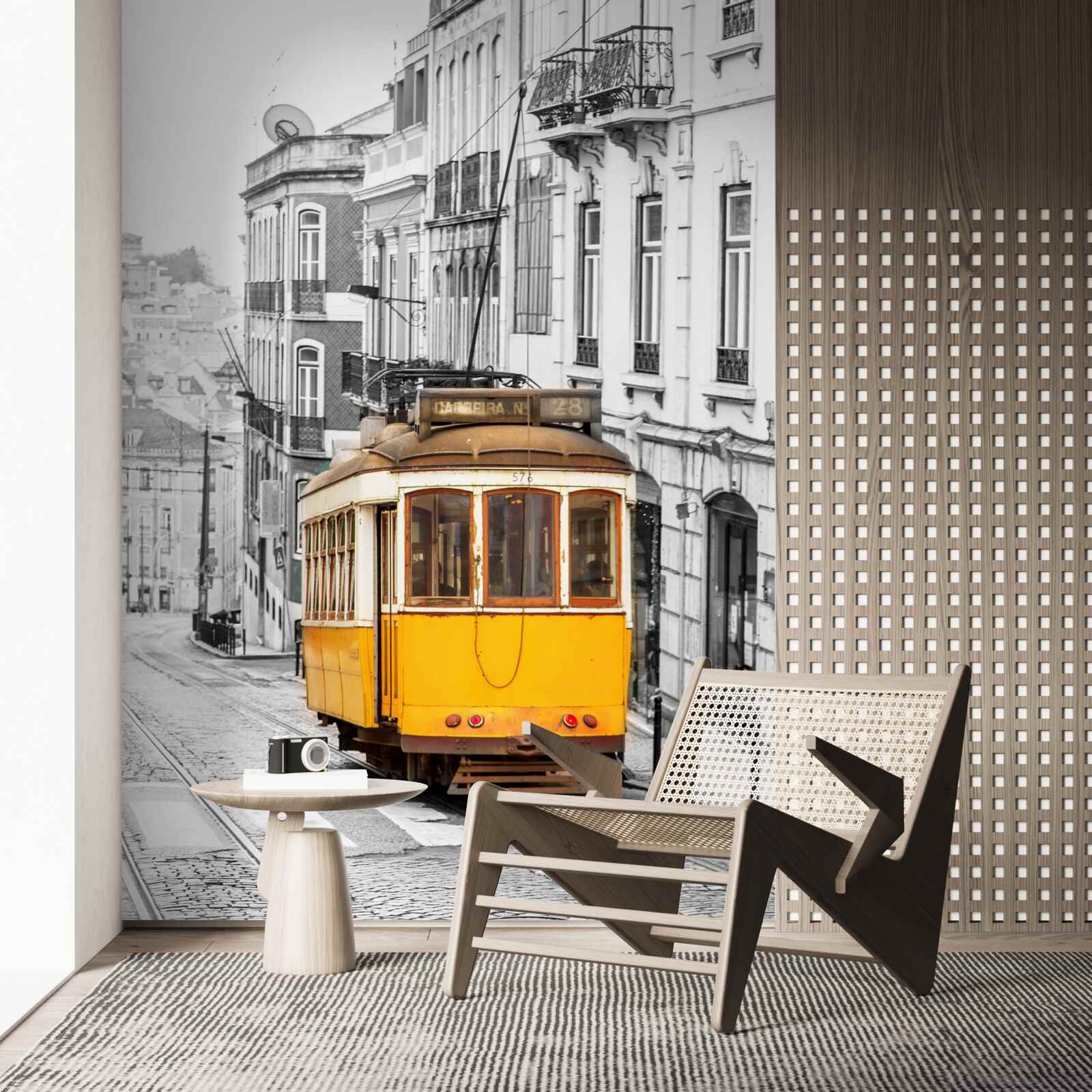 Fototapeta Żółty tramwaj na wzgórzach san francisco