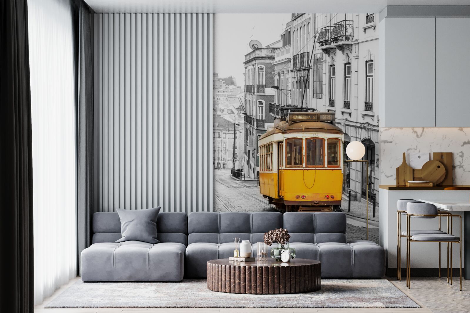 Fototapeta Żółty tramwaj na wzgórzach san francisco