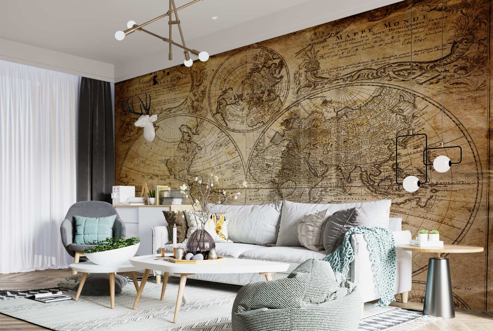 Fototapeta starożytna mapa z kontynentami i wyspami
