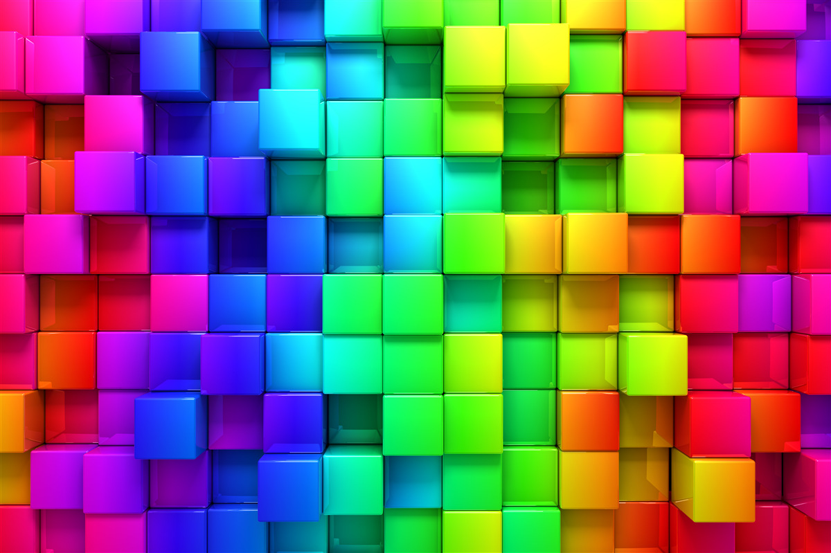 Fototapeta kostki 3d w bogatej kolorystyce