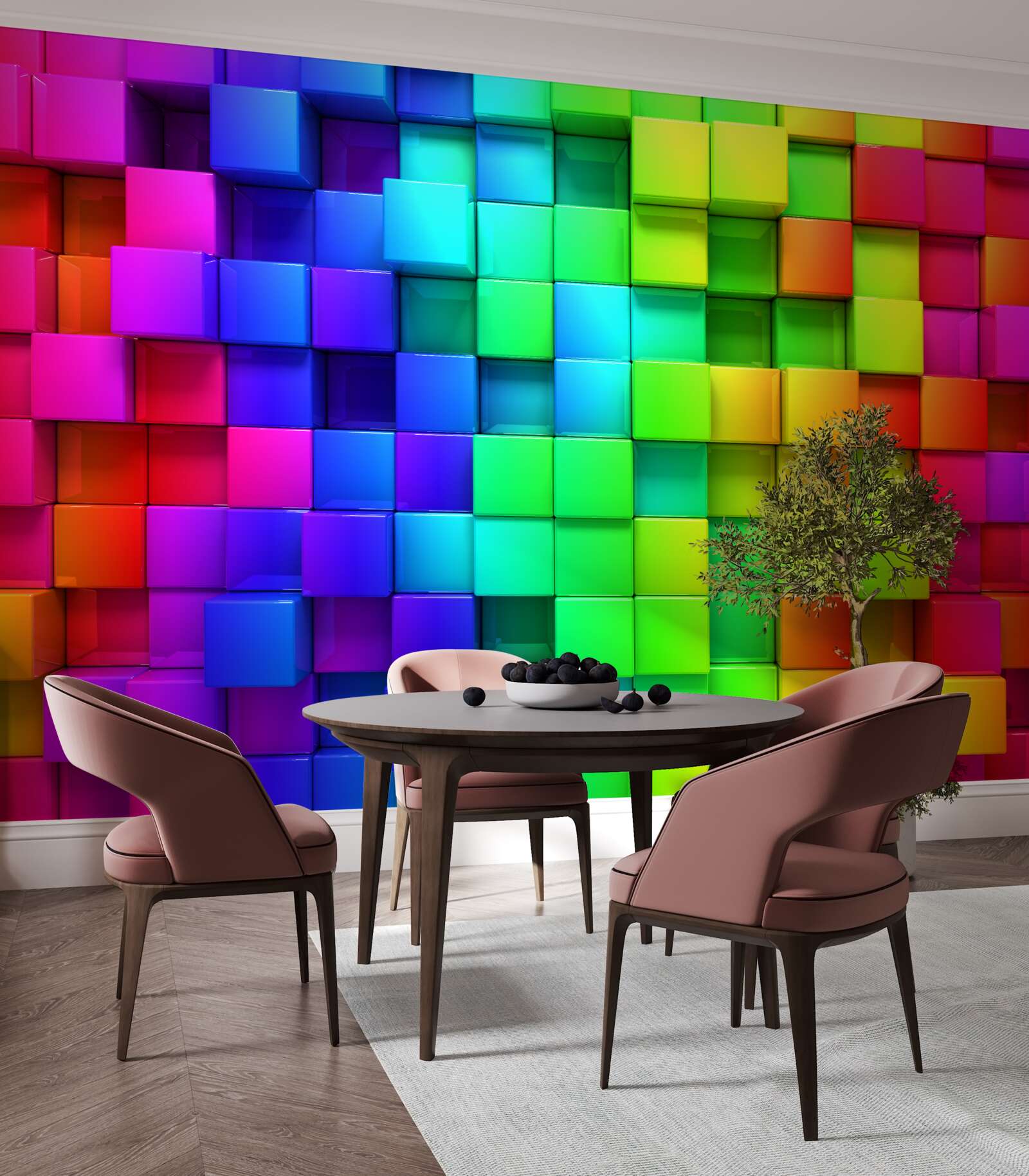 Fototapeta kostki 3d w bogatej kolorystyce