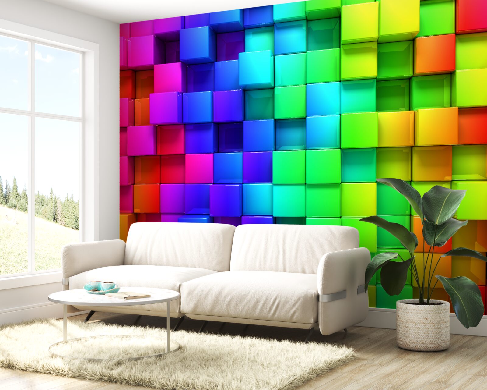 Fototapeta kostki 3d w bogatej kolorystyce