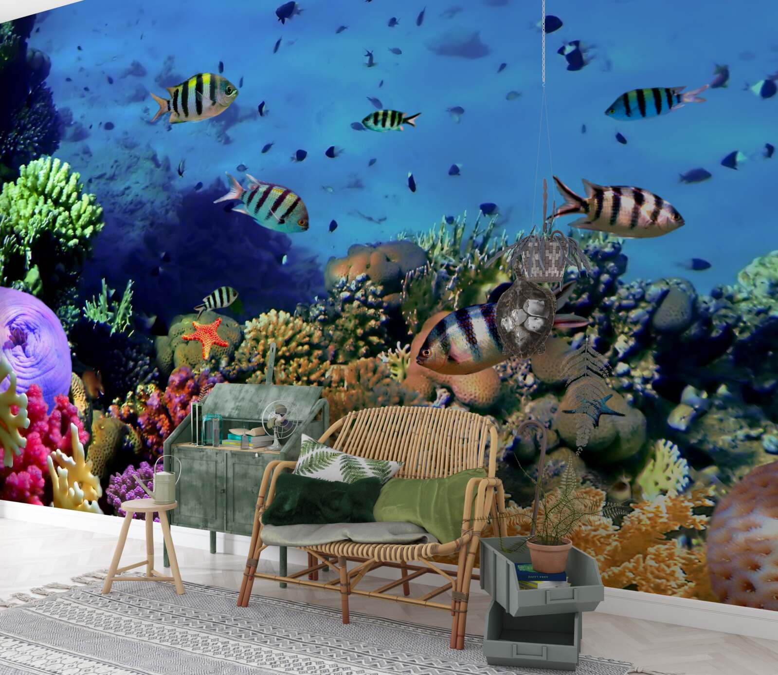 Fototapeta ryby w paski w głębinach oceanu
