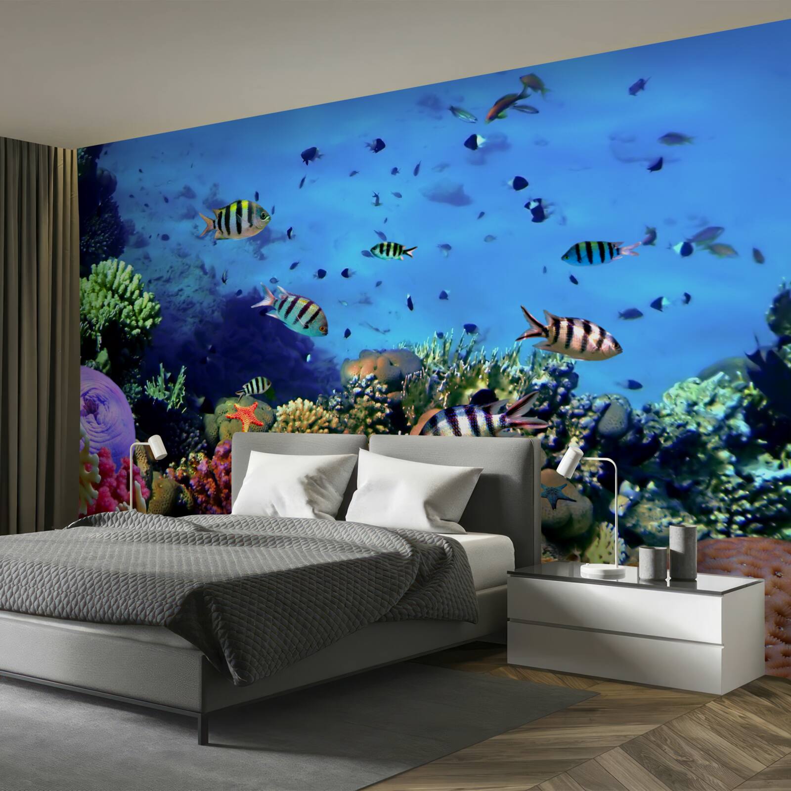 Fototapeta ryby w paski w głębinach oceanu