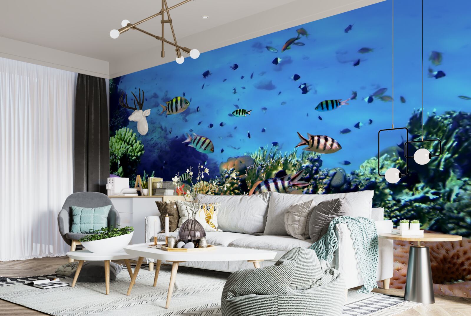 Fototapeta ryby w paski w głębinach oceanu